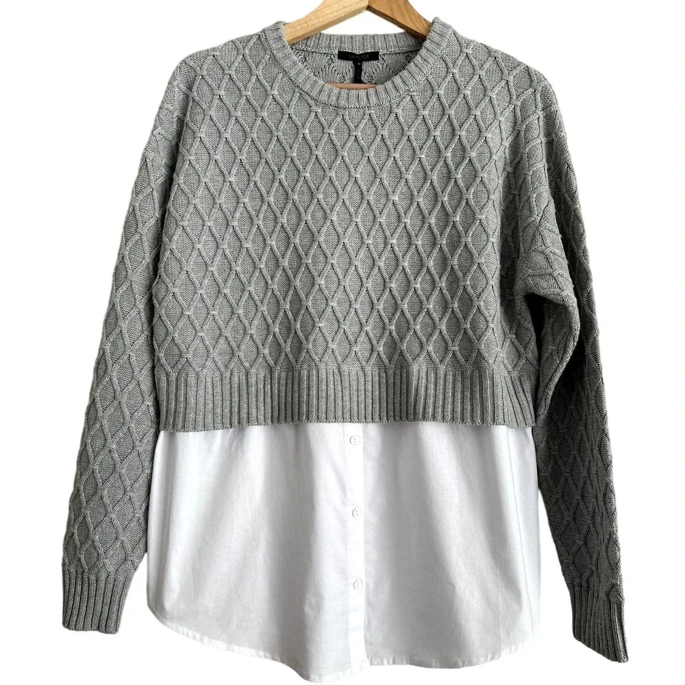 Bobi Black Mix Layer UNITED‎ Crew Neck Twofer Top-Size Medium Women's-NWT